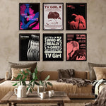 affiche moderne rock chanteur graphique bleu rose noir pop art vintage