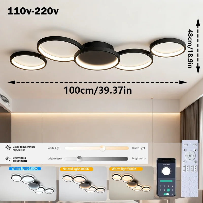 plafonnier led blanc moderne télécommande nuances lumière minimaliste couleursgradable bluetooth