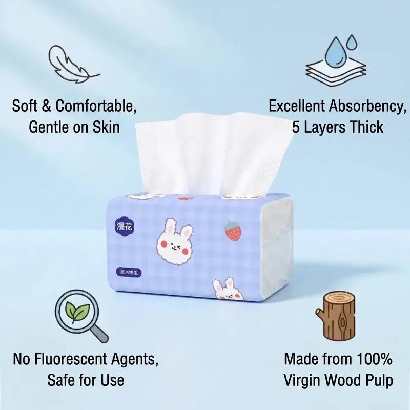 serviettes toilette bleu clair lapins mignons plis 170x120mm 320unités pack cartoon