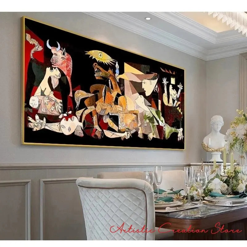 Vue de profil du tableau mural abstrait sur toile