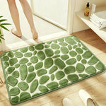 tapis bain microfibre texture cailloux gris moderne antidérapant absorbant salle bain decoration