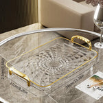 plateau rectangulaire transparent moderne poignées dorées diamant 3d nourriture rangement cuisine élégant respectueux environnement