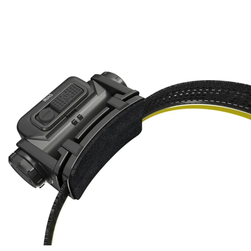 lampe frontale rechargeable led noir jaune sangles velcro éléments trois led technique utilitaire