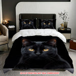 ensemble literie moderne couvre lit taies oreillers imprimé chat noir polyester coton lavable machine