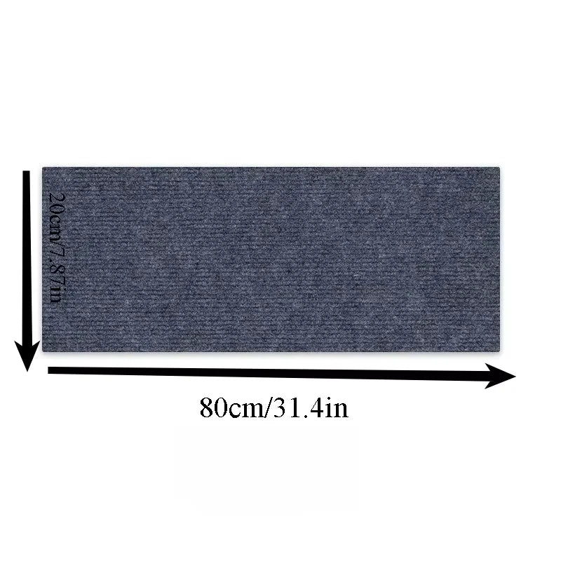 tapis d'escalier rayures horizontales gris moderne antidérapant polyester adhésif extérieur lavable 80cm