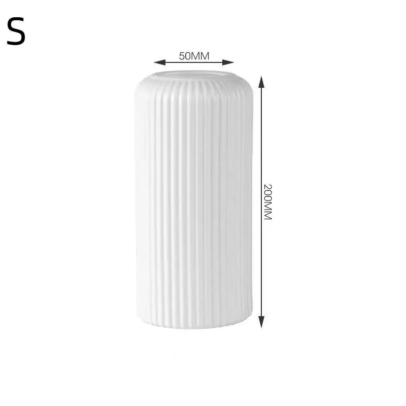 vase plastique strié blanc rose beige orange moderne minimaliste décoration intérieure fleurs artificiels