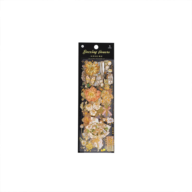 autocollants fleurs papillons rubans dorés scrapbooking diy journal filles vintage