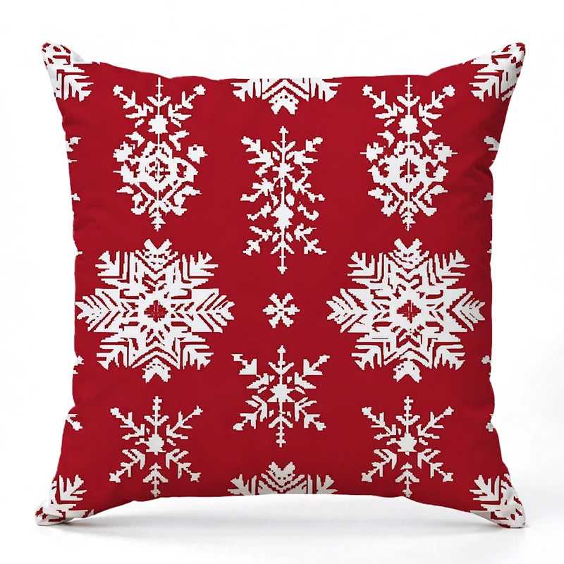 coussins décoratifs noël motifs sapins rennes flocons peluche rouge blanc vert traditionnels