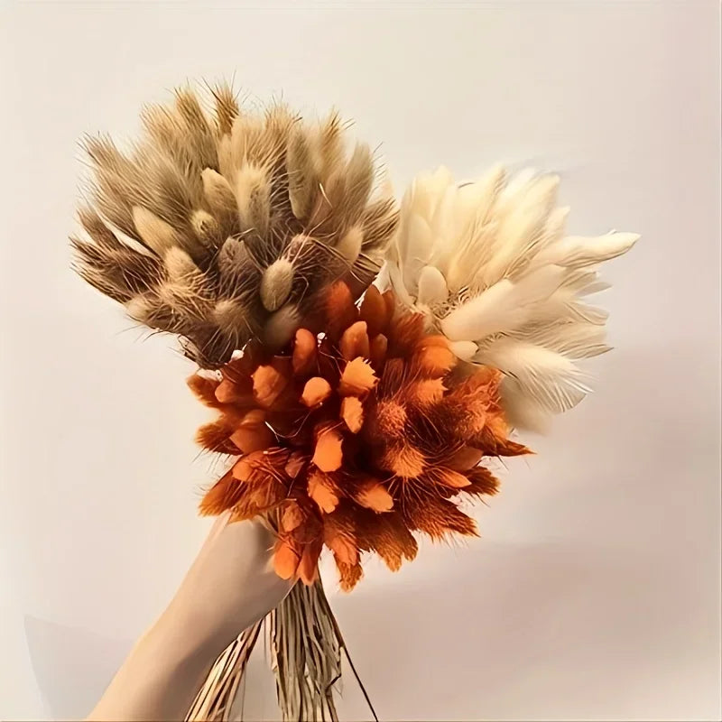bouquet plumes rose beige marron clair naturel rustique décoration maison anniversaire mariage