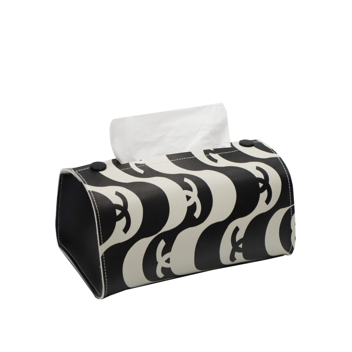 boîte mouchoirs cuir moderne beige carrés noirs serviettes visage chambre coucher