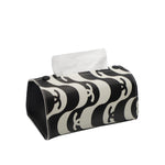 boîte mouchoirs cuir moderne beige carrés noirs serviettes visage chambre coucher