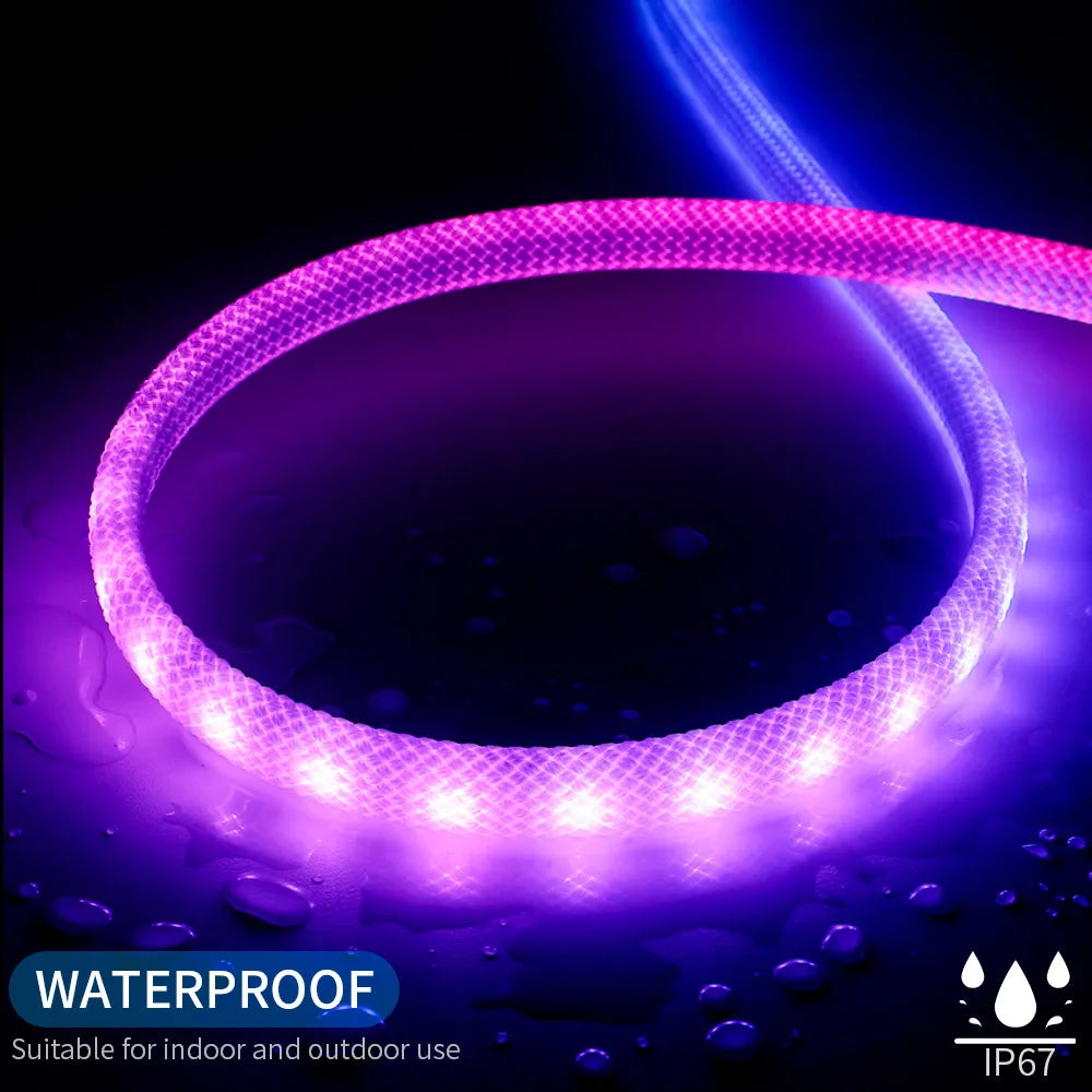 ruban led flexible violet vert orange maille fine ip67 60leds/m smd intelligent 3000 6500k