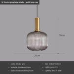 Suspension lumineuse moderne vert gris doré rayures verticales opaques câble noir E27