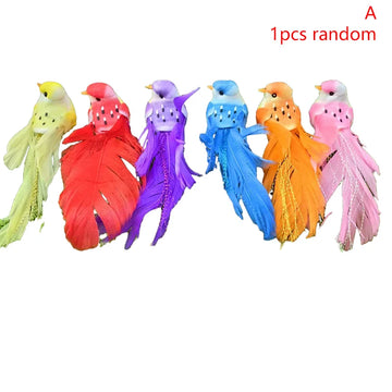 oiseau artificiel réaliste plumes colorées décoration jardin mariage bricolage clips métalliques intérieur