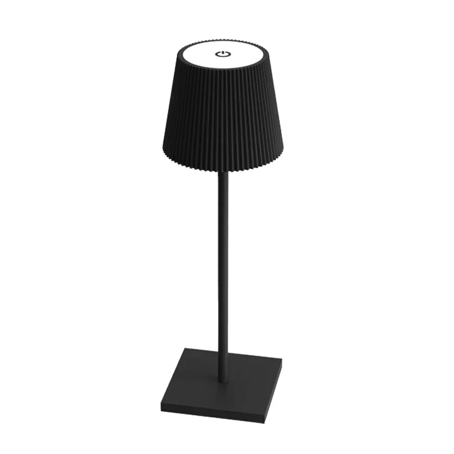 lampe moderne rechargeable interrupteur tactile noir blanc plissé abat jour led dimmable