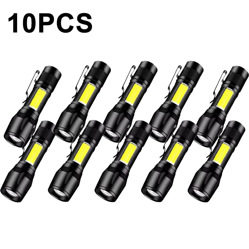 lampe torche rechargeable uv led noire 100m lumiere intense variateur clips moderne