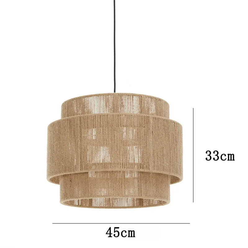Suspension lumineuse tissu marron clair moderne rustique câble noir chambre salon