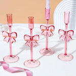 bougeoir moderne rose ruban décoratif base plate décoration table événement mariage