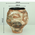 vase céramique moderne motif tourbillons beige marron noir texturé tableDecoration floral