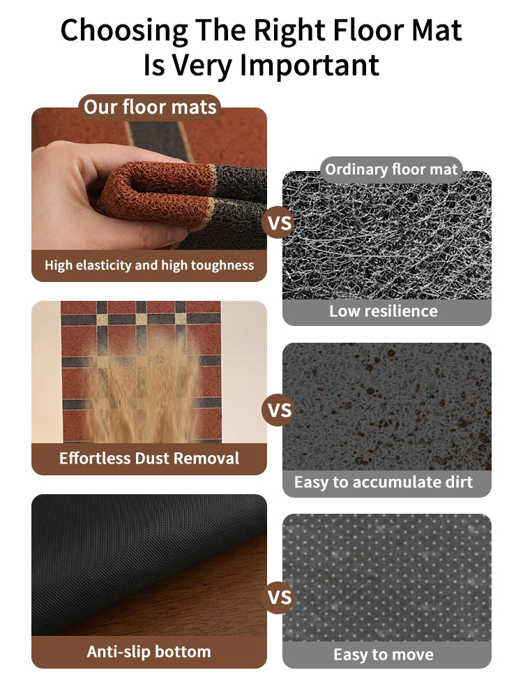 tapis antidérapant moderne carreaux géométriques rouge noir beige pvc sol couloir extérieur