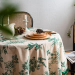 nappe ronde motif végétal franges rustique coton cérémonie mariage festivitéextérieur salon chambre