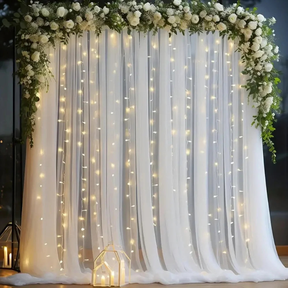rideau blanc moderne guirlande lumineuse 160cm 300cm mariage anniversaire noël