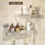 étagère salle bain adhésive transparente motif floral moderne crochets supports adhésifs
