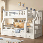 lit superposé enfant blanc gris tapis jouets draps rangement classique multifonction simple moderne chambre
