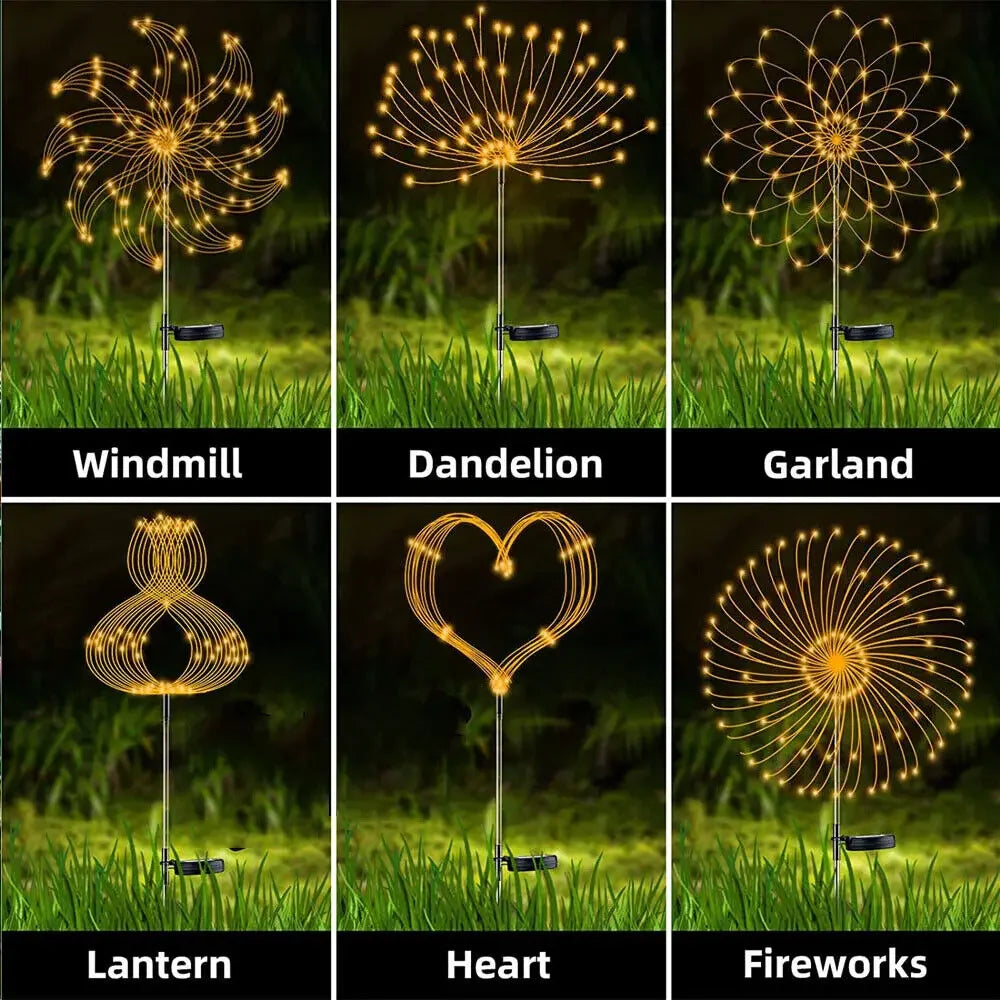 feux d'artifice solaires led lumiere decoration jardin moderne multicoloreextérieur résistant ip68