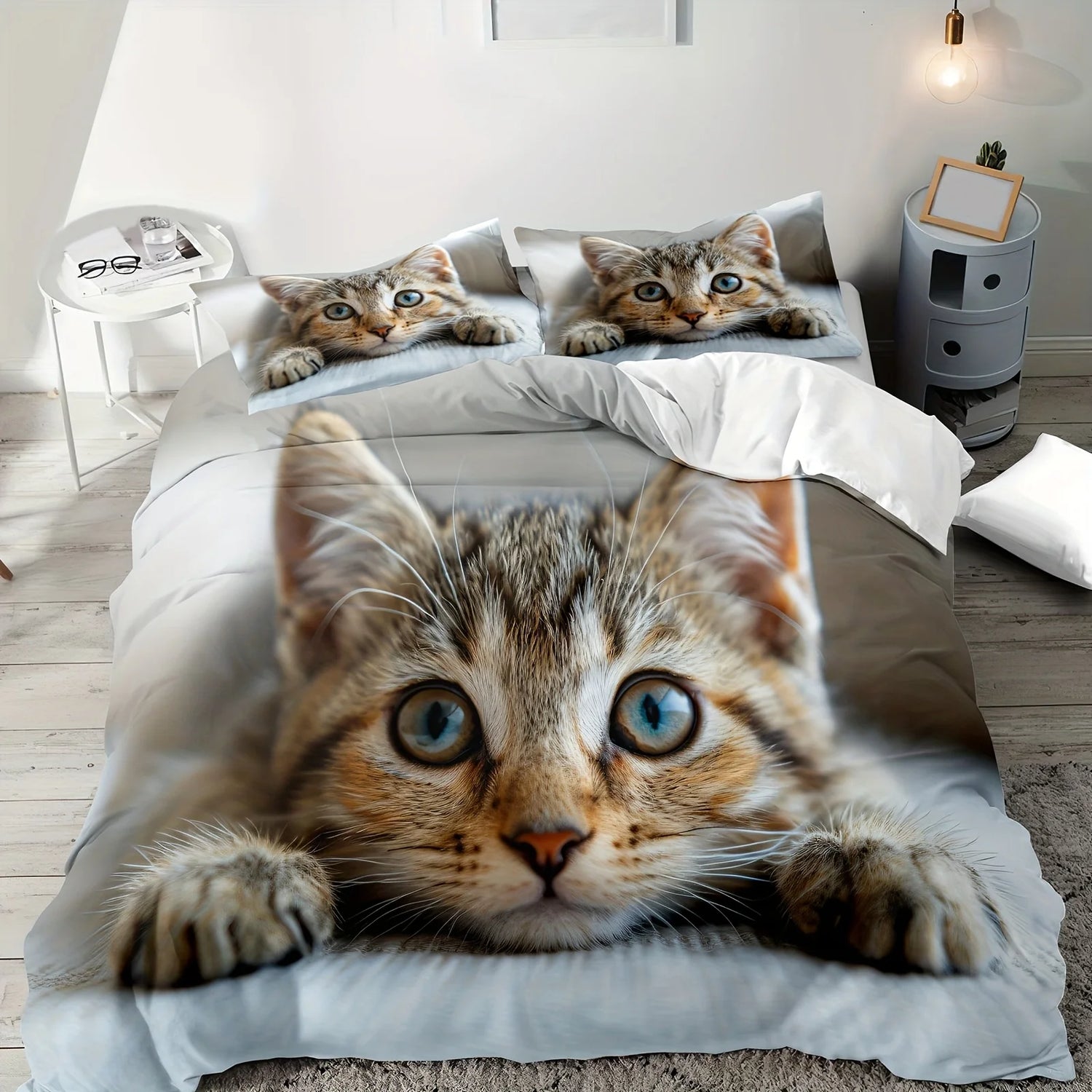 Parure de lit chat polyester doux chambre enfant