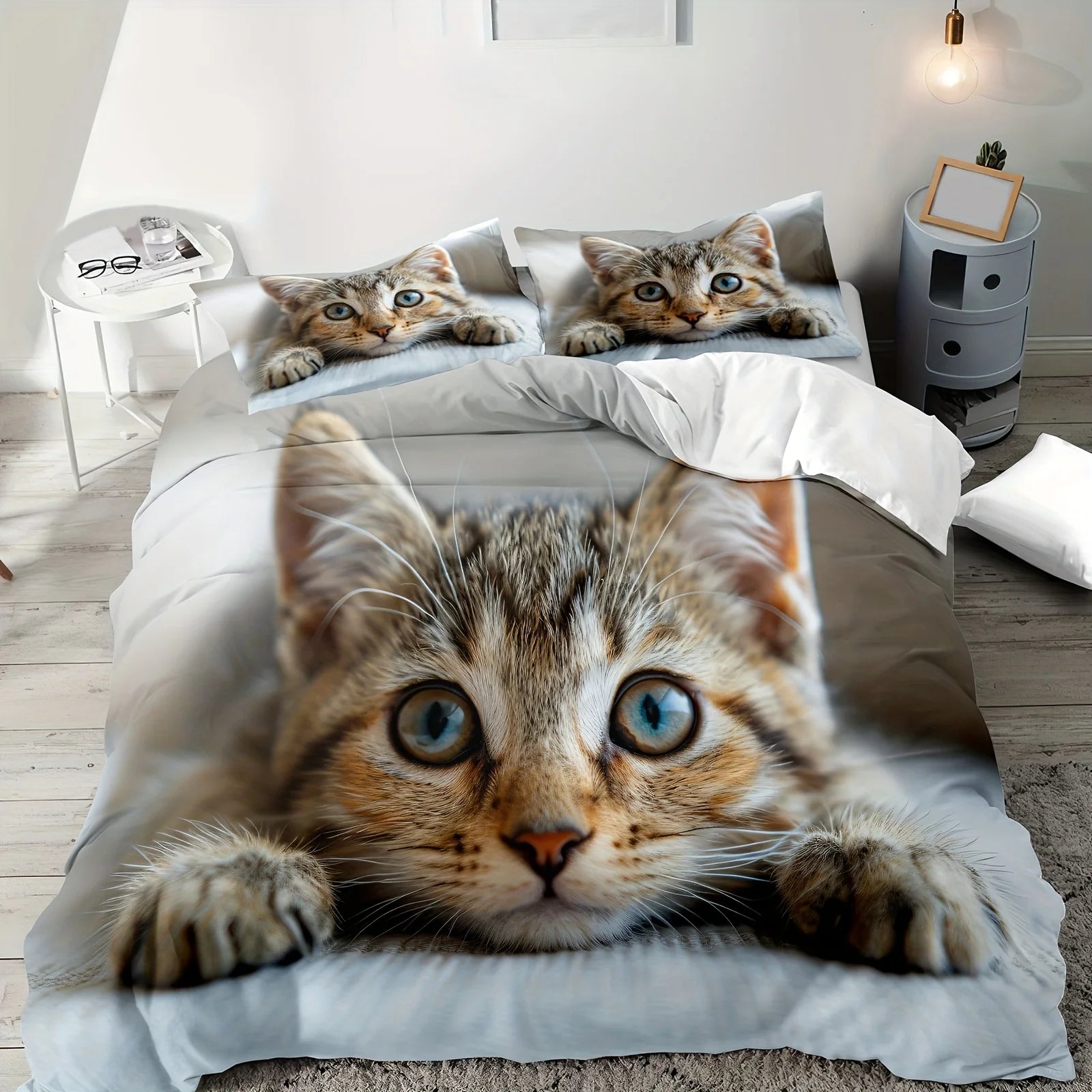 Parure de lit chat polyester doux chambre enfant