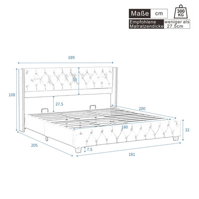 Lit capitonné 180x200 cm en velours beige avec tête de lit élégante dans une chambre moderne
