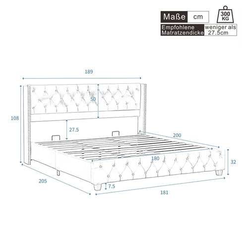 Lit capitonné 180x200 cm en velours beige avec tête de lit élégante dans une chambre moderne
