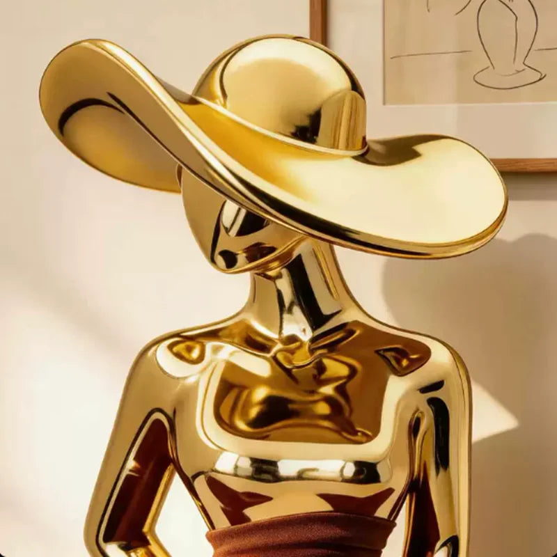 statue moderne or robe chapeau satinée décoration intérieure élégante people moderne résine table