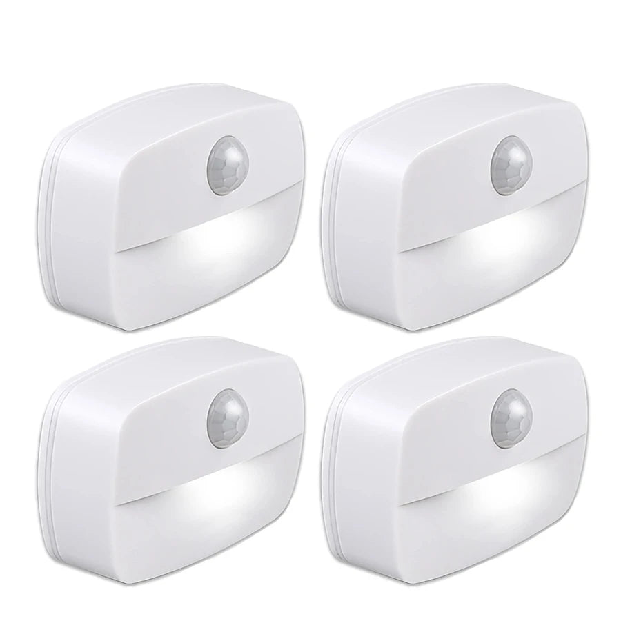 veilleuse led détecteur mouvement blanc moderne adhésif batteries aaa 62x42x22 mm