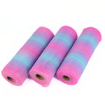 ruban filet polyester rayures horizontales rose bleu vert clair moderne 10 pouces large 10