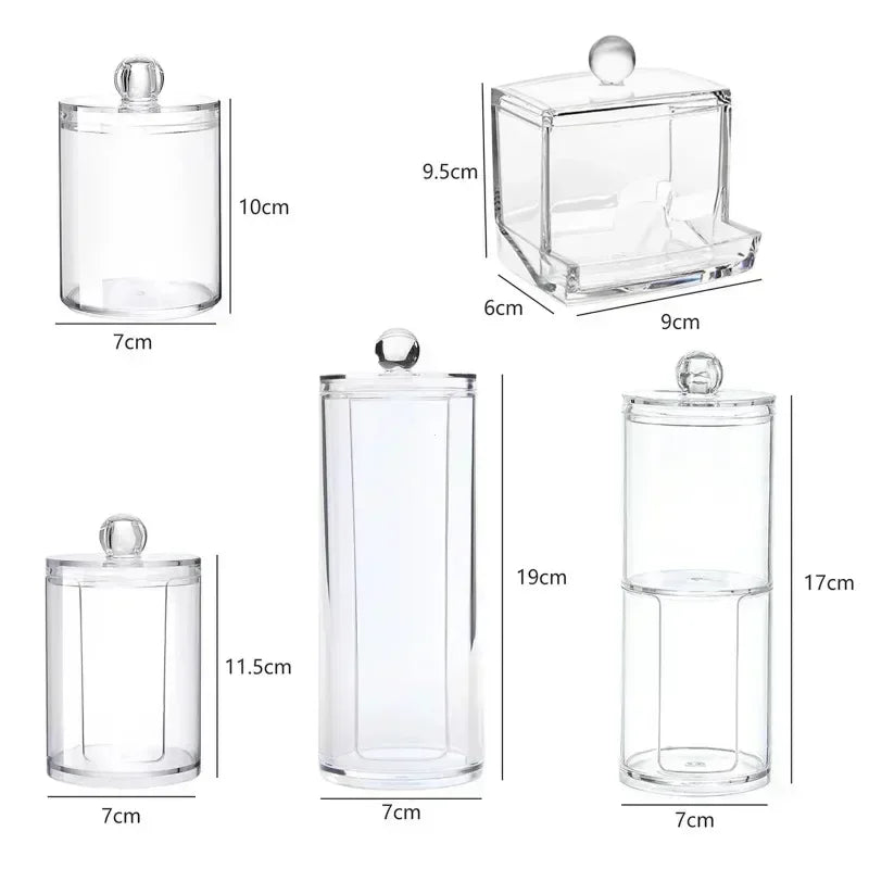 boîtes rangement coton tige bouchons cosmétiques transparentes réutilisables multifonction modernes minimalistes voyage
