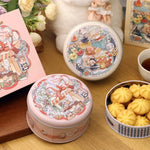boîtes rondes métal dessin animé personnages mignons fruits animaux fleurs biscuits rose vert bleuclair