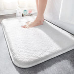 tapis bain gris clair poilu duveteux antidérapant polyester moderne salle bain toilette rectangle
