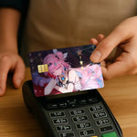 cartes crédit personnalisées anime fille étoiles adhésif rose bleu noir protégées transporte bancaire debit