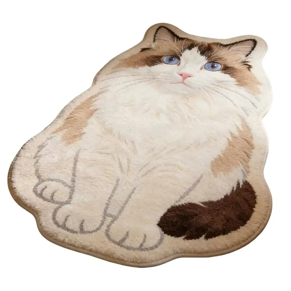 tapis coton jute blanc beige marron gris motif chat fourrure moderne chambre salon