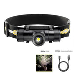 lampe torche rechargeable led camping chasse usb type ceinture noire boutons serrage moderne pratique