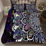 Parure de lit mandala galaxie avec taies d'oreiller