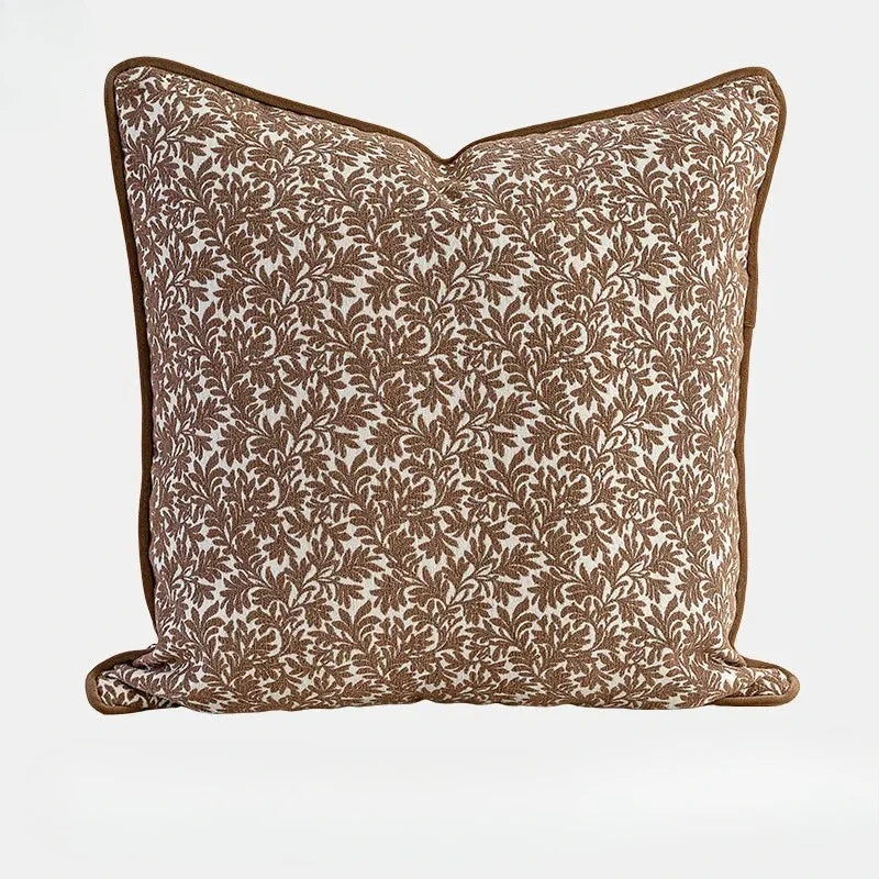 housse coussin motif floral marron beige polyester nordic rustique décoration maison voiture