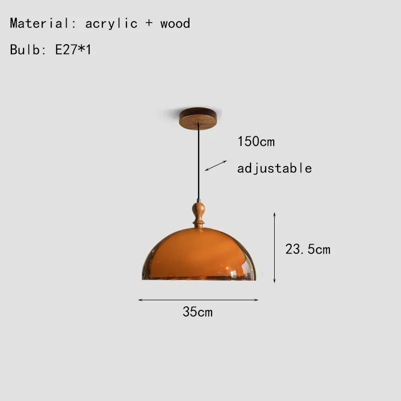 suspension lumineuse moderne orange noir acrylique mat pendentif tringle fixe flux luminescent 60 249v
