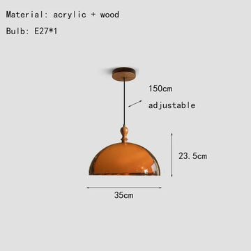 suspension lumineuse moderne orange noir acrylique mat pendentif tringle fixe flux luminescent 60 249v