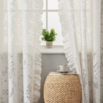 rideaux floral translucides decoration intérieure vintage tringle rideaux blanc cassé chambre moderne