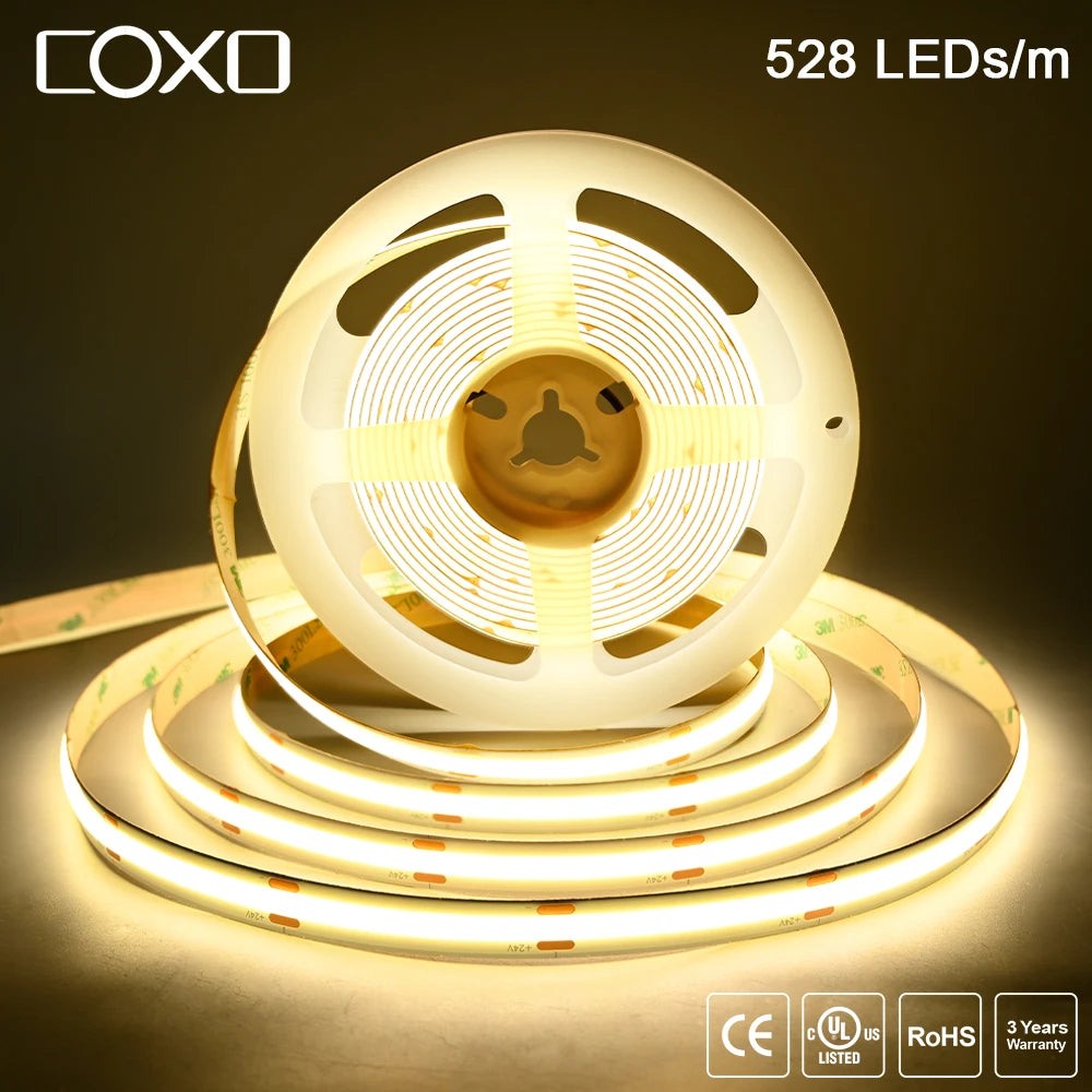 ruban led flexible blanc chaud 3000k adhésif double face 528 leds 12v 24v moderne