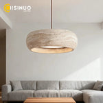 Suspension lumineuse pierre marbrée moderne câble beige 18W chambre salon restaurant