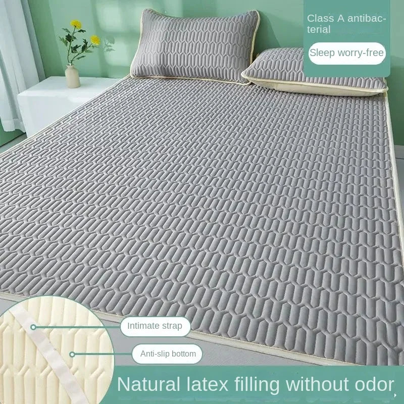 matelas doux bleu clair motif hexagonal texture soie moderne coussin non slip latex